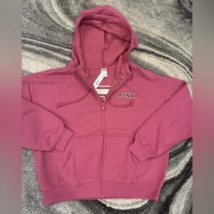 New Victoria’s Secret Pink Full Zip Hoodie (XL) Drawstring Logo NWT